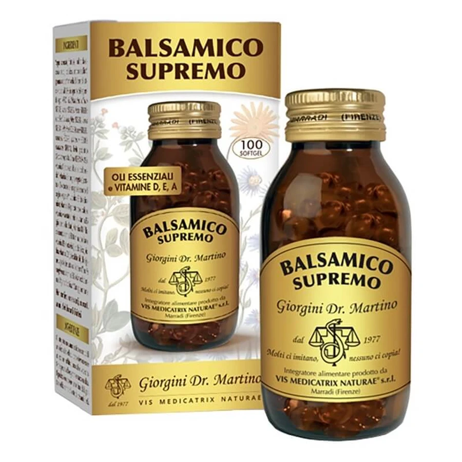Dr. Giorgini Balsamico Supremo, 100 cápsulas blandas - Complemento alimenticio a base de vinagre balsámico para las vías respiratorias