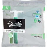 Wilkinson Extra Essential 2 - 5 disposable double-blade razors for sensitive skin with aloe and Easy Rinse