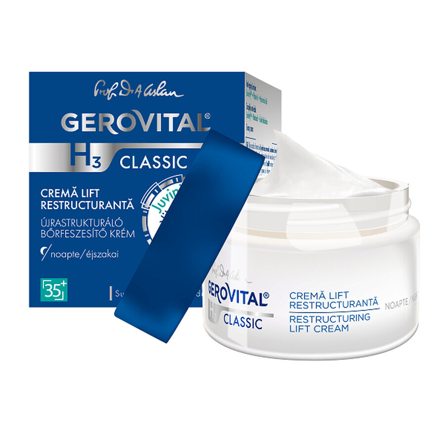 Gerovital H3 Classic Crema hidratante lifting de noche, 50 ml, Farmec