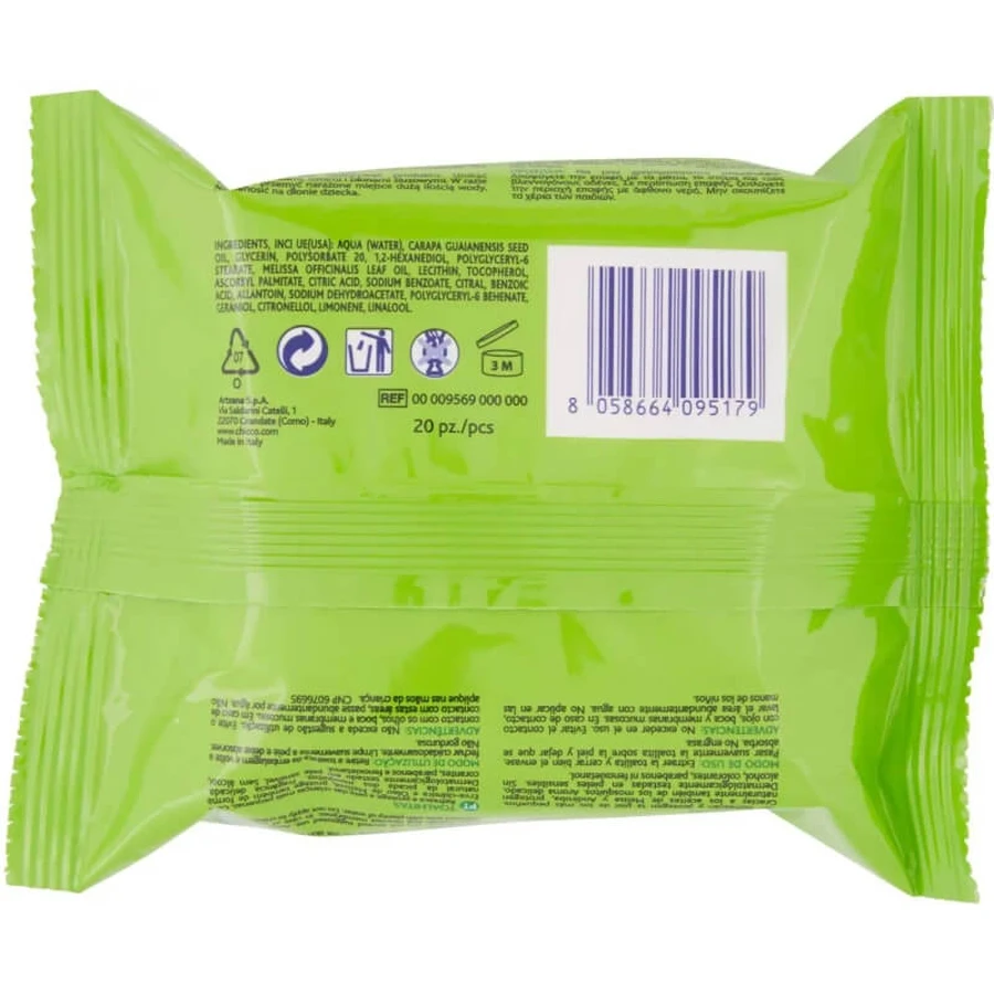 Chicco 20 Refreshing and Protective Mosquito-Repellent Wipes