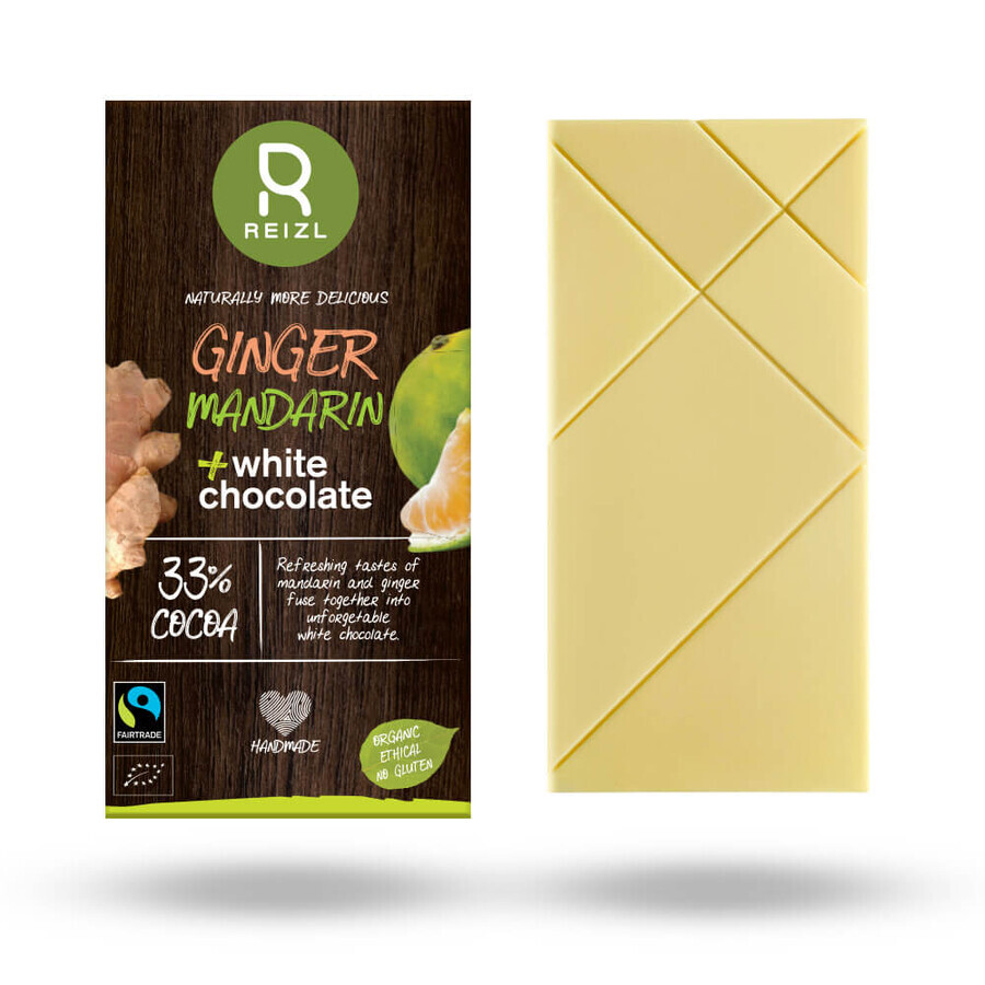 White chocolate with ginger and tangerine, 70 gr, Reizl