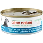 Almo Nature HFC Natuurlijke tonijn, kip en kaas – Compleet natvoer voor volwassen katten, 150 g