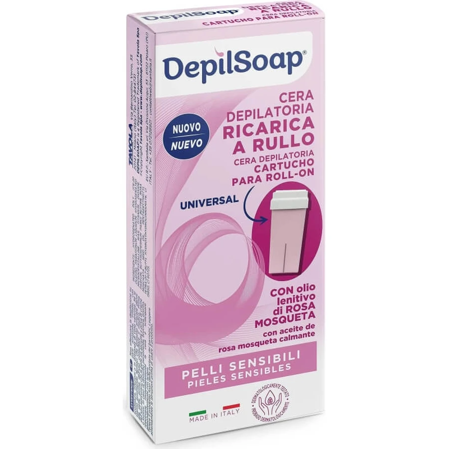 Depilsoap Ricarica cera depilatoria per rullo elettrico con rosa mosqueta e burro di karitè