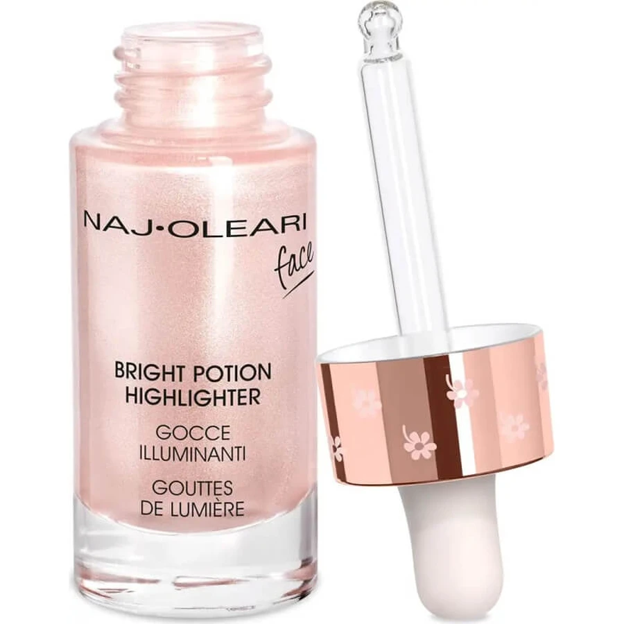 Naj Oleari Bright Potion Highlighter – picături iluminatoare pentru față – nr. 1 cuarț roz