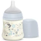 Suavinex Wonderland – biberon cu debit lent, 150 ml – Liberty albastru deschis