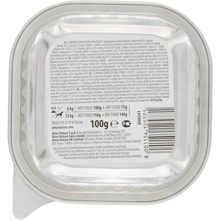 Almo Nature Daily Menu Beef & Potatoes - Wet Food for Adult Dogs, 100 g