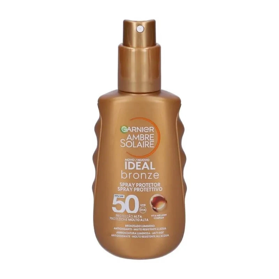 Crème solaire Garnier SPF 50 en spray, Ambre Solaire Ideal Bronze, haute protection, 150 ml