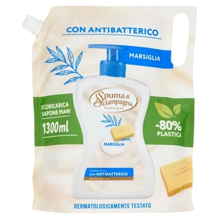 Spumă de șampanie Săpun de mâini cremos de Marsilia cu proprietăți antibacteriene – rezerve de 1300 ml