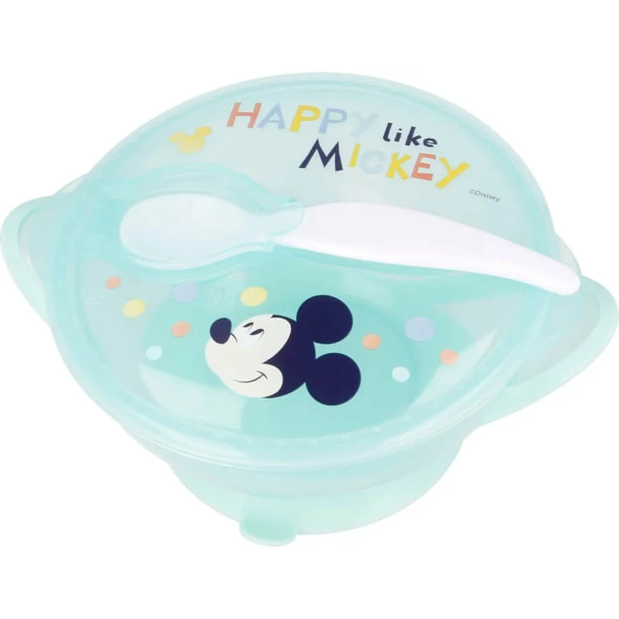 Stor Disney Baby Mickey – farfurie cu ventuză, capac și lingură