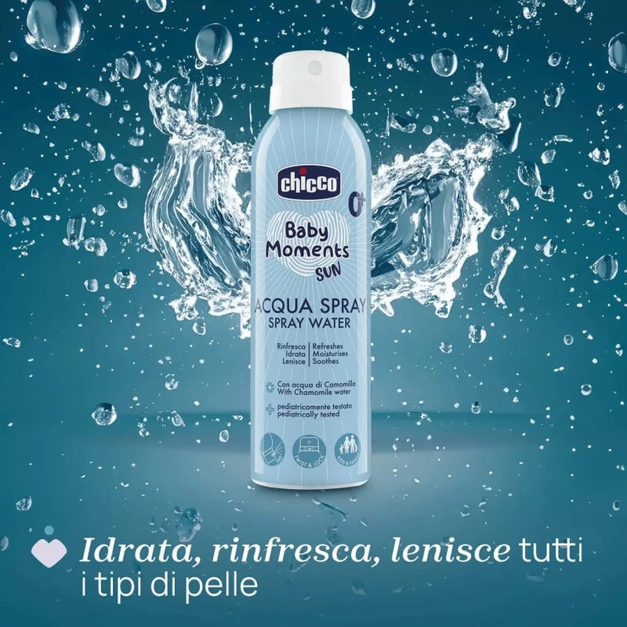 Chicco Baby Moments Sun 0+ – Erfrischendes und feuchtigkeitsspendendes Spray 150 ml