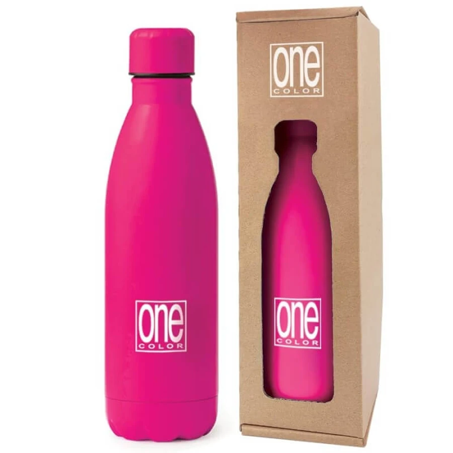 Blasetti One Color - Gourde isotherme en acier inoxydable à double paroi, 12 heures d'autonomie, couleur fuchsia