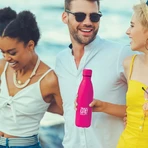 Blasetti One Color - Gourde isotherme en acier inoxydable à double paroi, 12 heures d'autonomie, couleur fuchsia