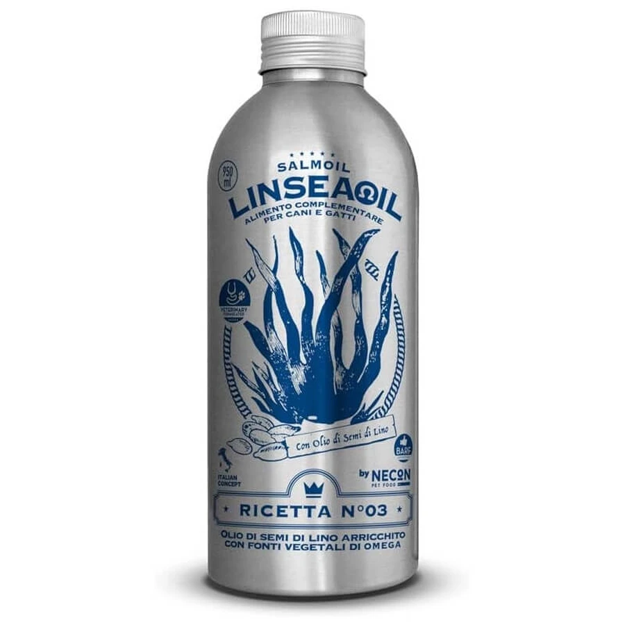 Necon Pet Food Necon Linseaoil Recipe No. 03 - Plant-Based Complementary Food for Dogs and Cats, 950 ml
