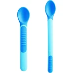 Mam Heat-Sensitive Spoons &amp; Covers - 2 Teaspoons with Lids, 6m+ - Boys