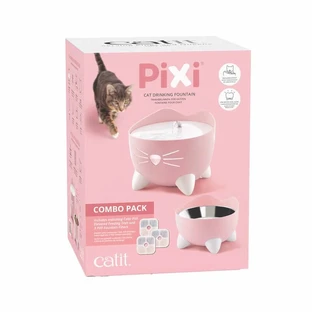 Catit Pixi - Lot combiné de fontaines à eau pour chat, rose