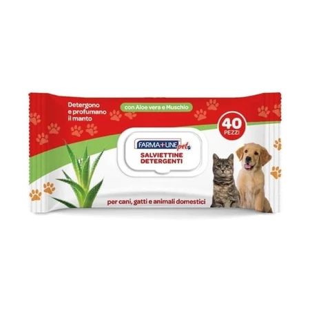 Farmaline 40 de șervețele parfumate pentru câini, pisici și animale de companie