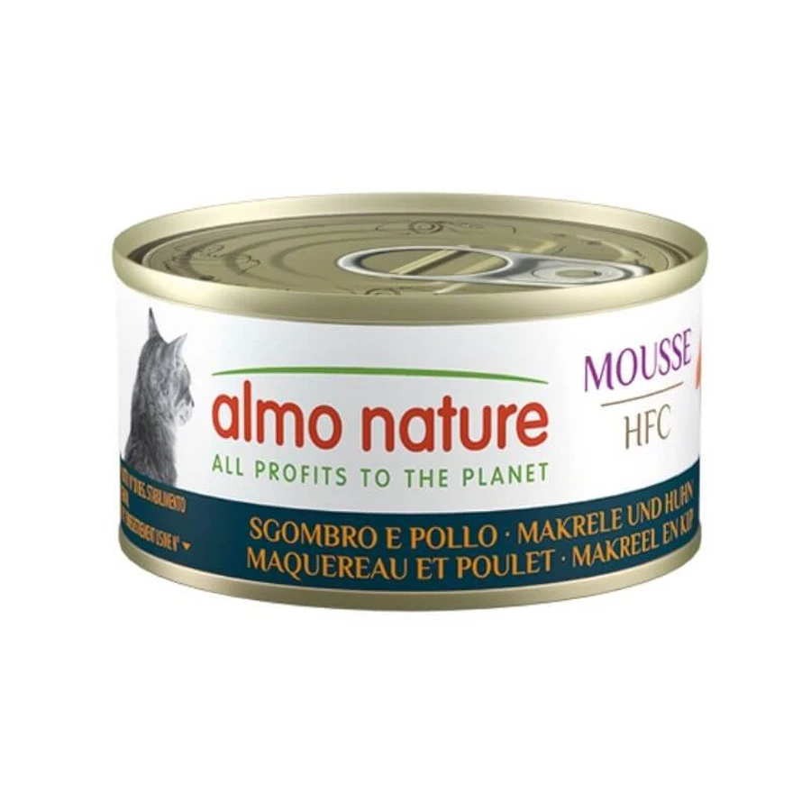 Almo Nature Almo HFC Kat Makreel en Kip - Compleet voer voor volwassen katten, 70 g