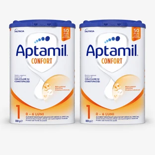 Lapte praf Aptamil Confort 1, 0-6 luni, 2x800 g, Nutricia 