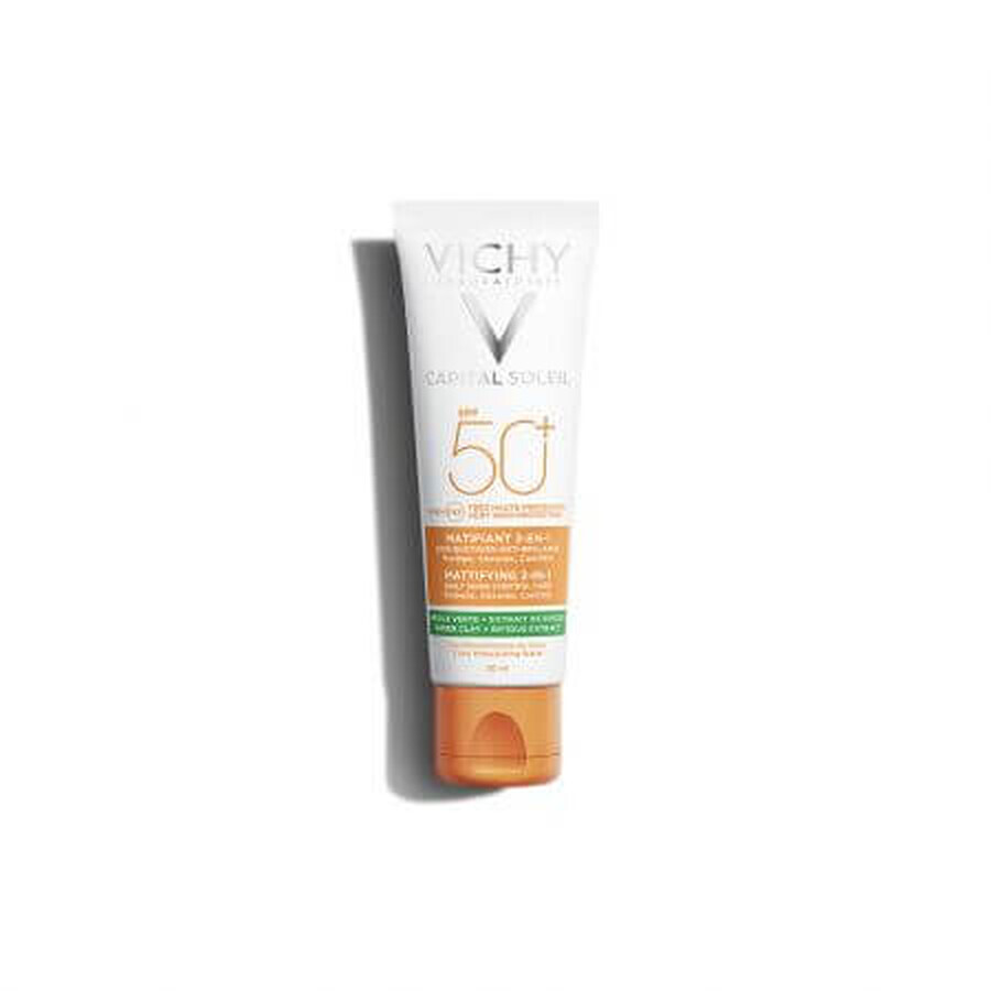 Vichy Capital Soleil Crema Matificante 3 en 1 Antibrillos con FPS 50+, 50 ml