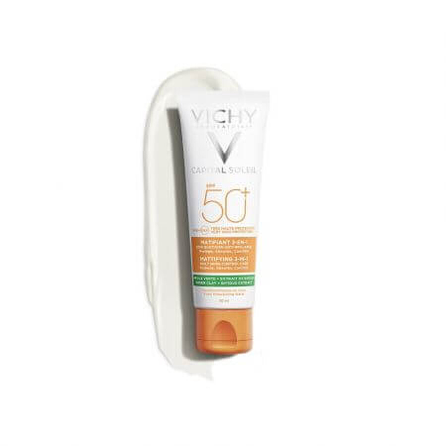 Vichy Capital Soleil 3 in 1 Anti-glans matterende crème met SPF 50+, 50 ml