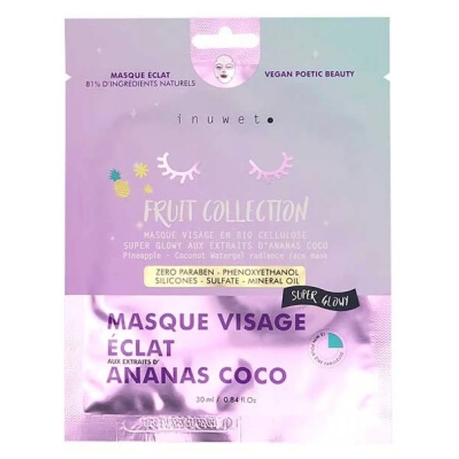 Inuwet Fruit Collection Mască de față pentru strălucire cu ananas și nucă de cocos 30 ml