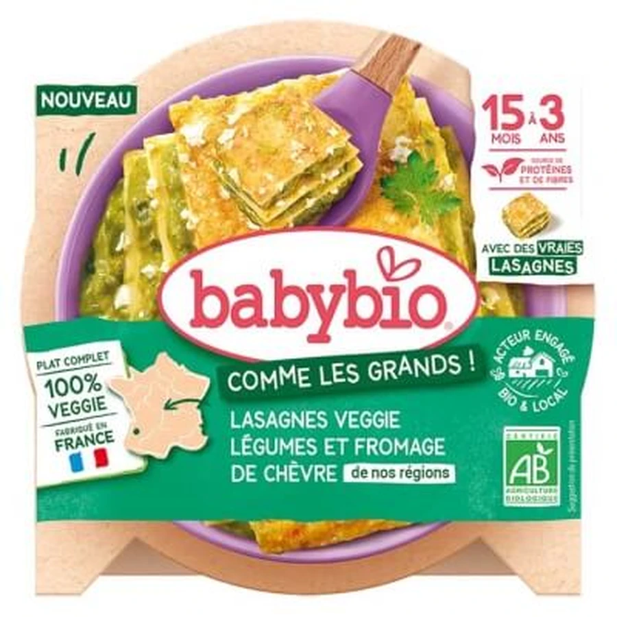Babybio Veggie Lasagna with Vegetables and Goat Cheese, 15 Months to 3 Years, Organic, 200 g