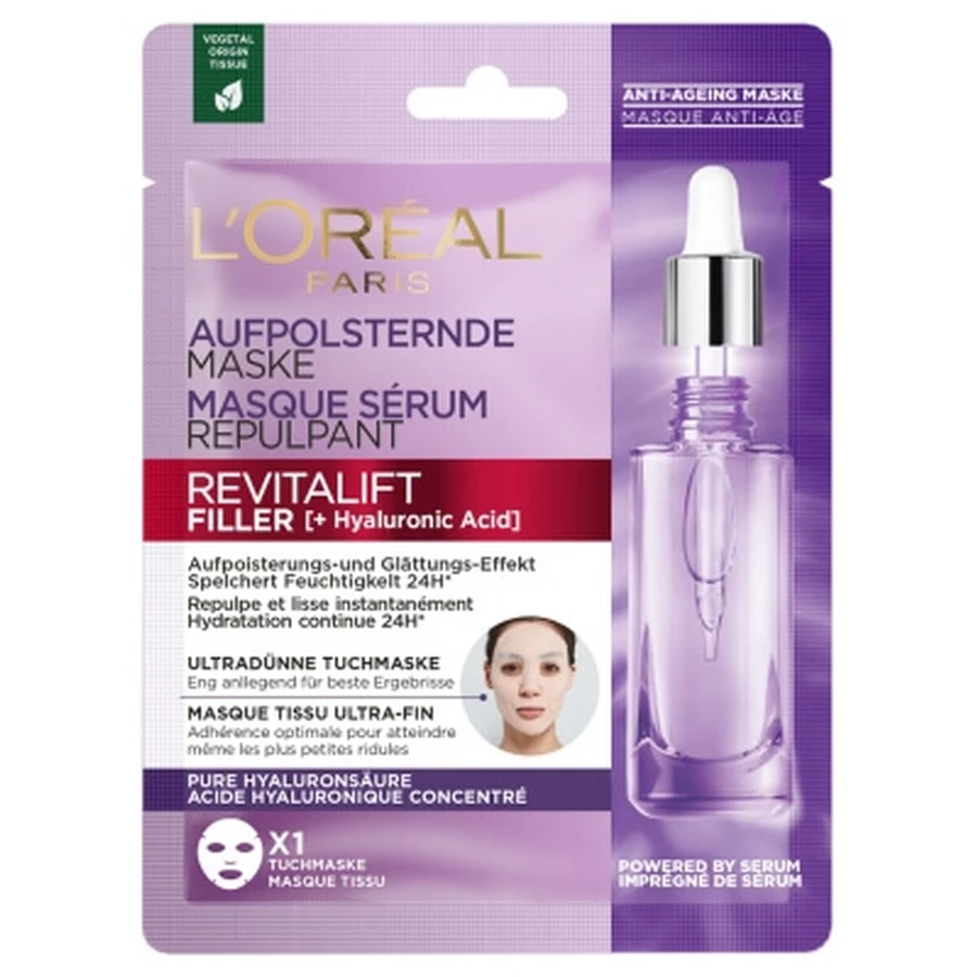 L'Oréal Paris Revitalift Filler Mască din țesătură cu ser de umplere 28 g