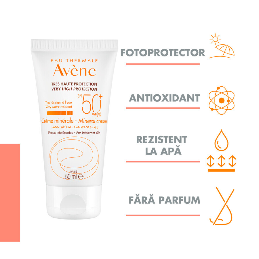 Crema minerala pentru protectie solara SPF 50+, 50 ml, Avene