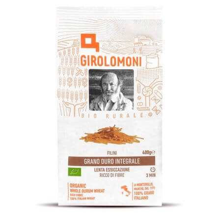 Pasta integral de trigo duro ecológica Filini, 400 g, Girolomoni