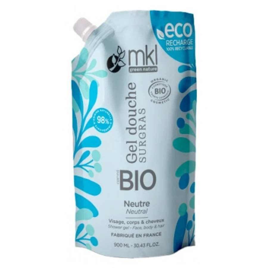 MKL Green Nature Gel de duș hidratant, neutru, fără parfum, reîncărcabil ecologic, organic, 900 ml