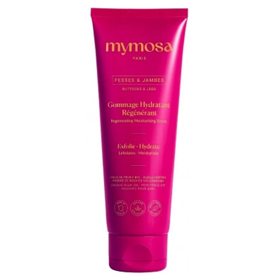 Exfoliante hidratante y regenerador ecológico Mymosa para glúteos y piernas, 125 ml