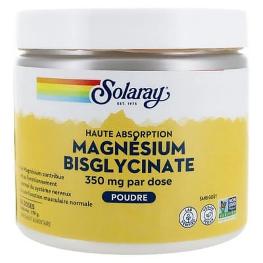 Solaray Bisglicinat de magneziu 350 g pulbere, 50 de doze