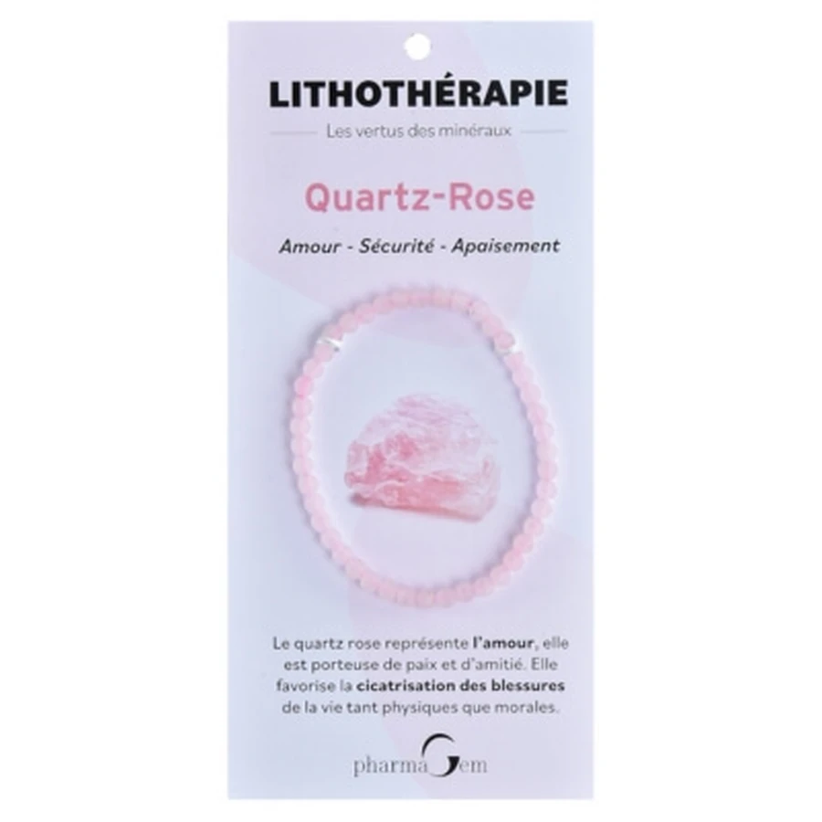 Braccialetto in quarzo rosa per la cristalloterapia PharmaGem, 4 mm
