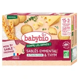 Galletas de mantequilla Babybio con Emmental y tomillo, para niños de 15 meses a 3 años, ecológicas, 16 galletas