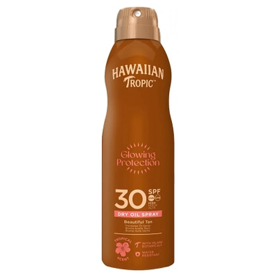 Hawaiian Tropic Glowing Protection Spray cu ulei uscat SPF 30, 180 ml