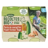Blédina Les Récoltes Bio Piure de dovlecei cu pui de fermă și cimbru, de la 6 luni, bio, 2 borcane
