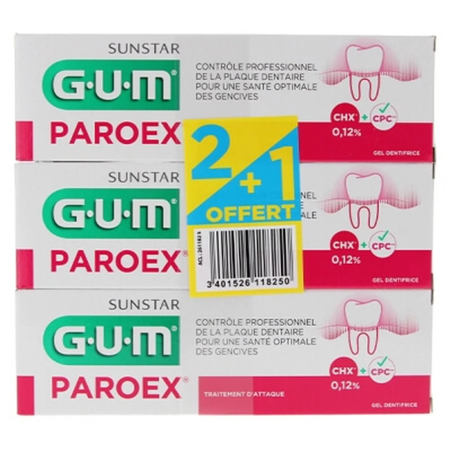 Pasta do zębów GUM Paroex Gel, zestaw 3 sztuk (po 75 ml każda): ceny i cechy