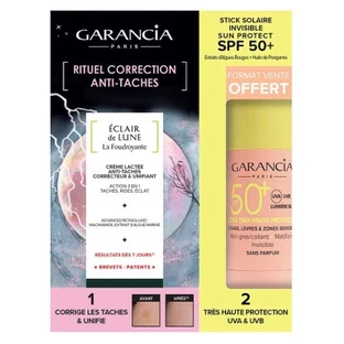 Garancia Eclair de Lune La Foudroyante Creme zur Korrektur von Pigmentflecken 30 ml + kostenloser Sonnenschutzstift für Gesicht, Lippen und empfindliche Hautpartien LSF 50+ 15 g