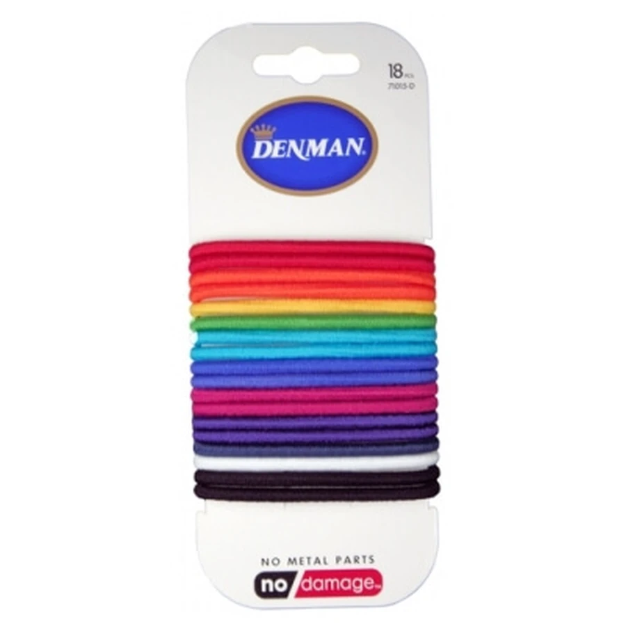 Denman 18 Assorted-Color Rubber Bands, 4 mm