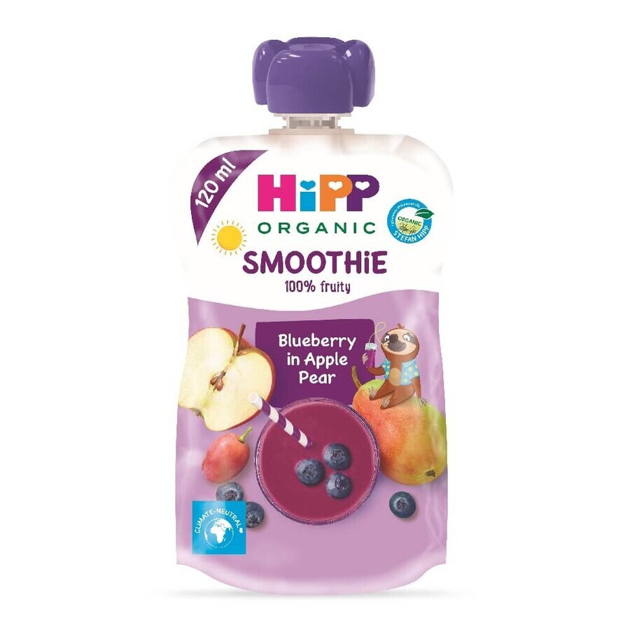 Smoothie cu mere, pere si afine, 120 ml, Hipp