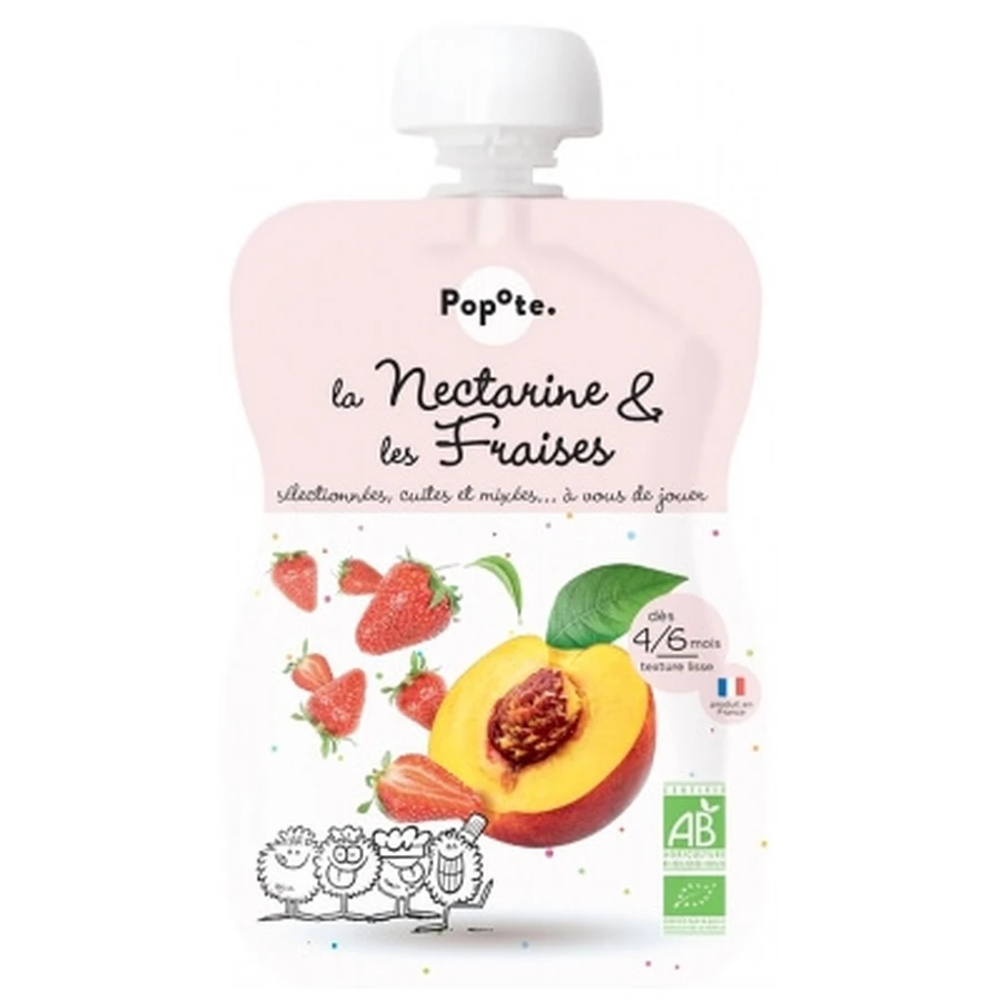 Popote Gourde La Nectarine & Les Fraises Compote Dès 4/6 Mois Bio 120 g
