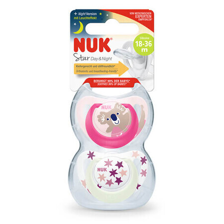 Chupete de silicona M3 Star Day&amp;Night, 2 piezas, 18-36 meses, Nuk