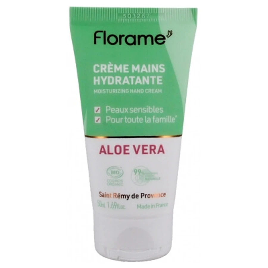Florame Crema idratante per le mani all'aloe vera biologica, 50 ml