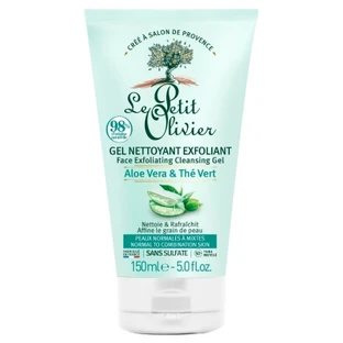 Le Petit Olivier Gel de curățare exfoliant cu aloe vera și ceai verde 150 ml