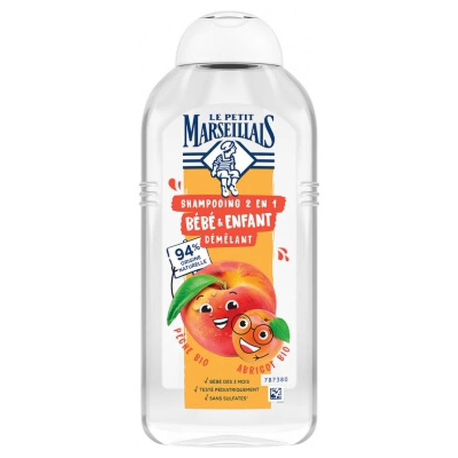 Le Petit Marseillais 2-in-1-Shampoo zum Entwirren für Babys und Kinder, Aprikose & Pfirsich, 300 ml