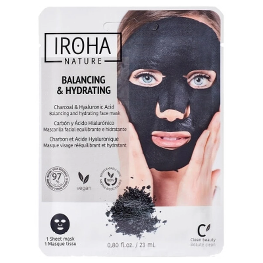 Iroha Nature Charcoal and Hyaluronic Acid Rebalancing Face Mask 23 ml