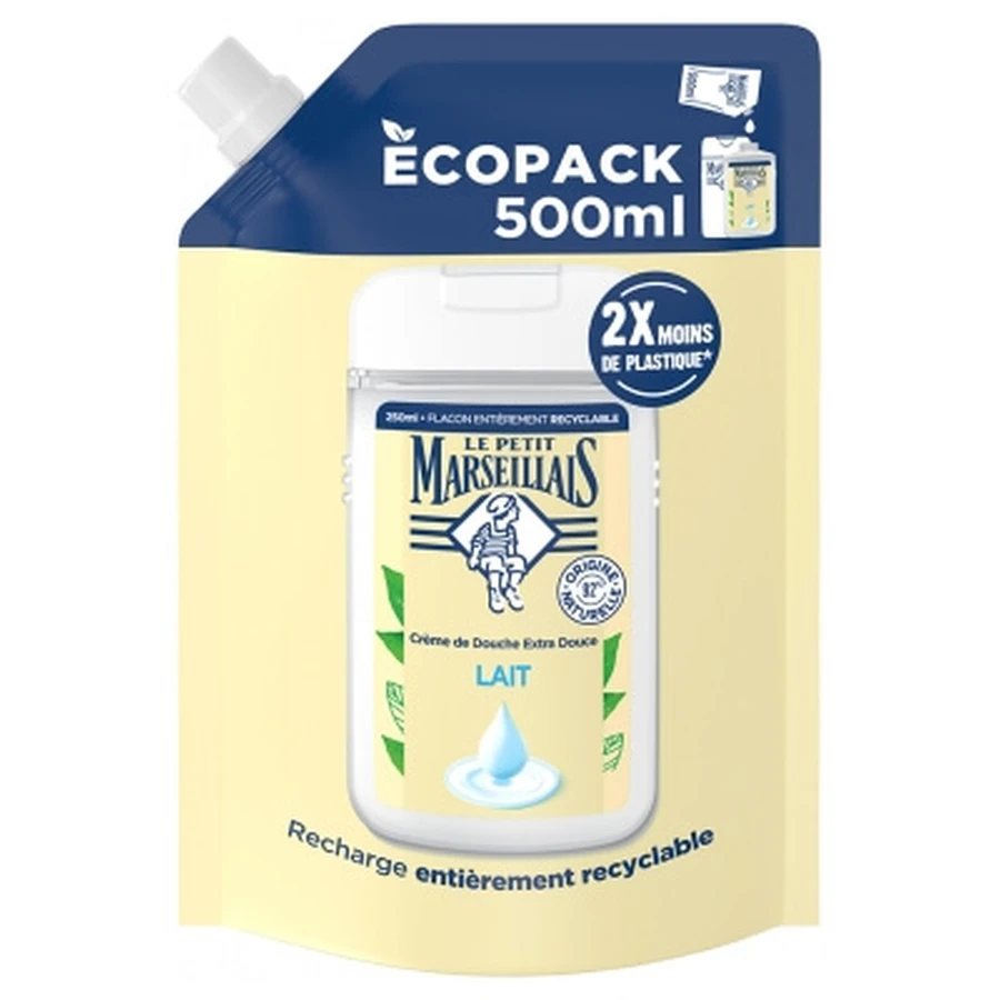 Le Petit Marseillais Cremă de duș extra delicată cu lapte, reîncărcare ecologică, 500 ml