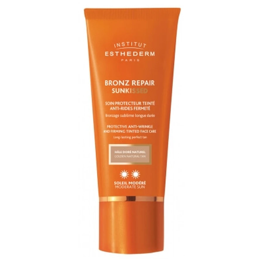 Institut Esthederm Bronz Repair – getönte, schützende Anti-Falten-Sonnencreme mit straffender Wirkung für mäßige Sonneneinstrahlung, 50 ml