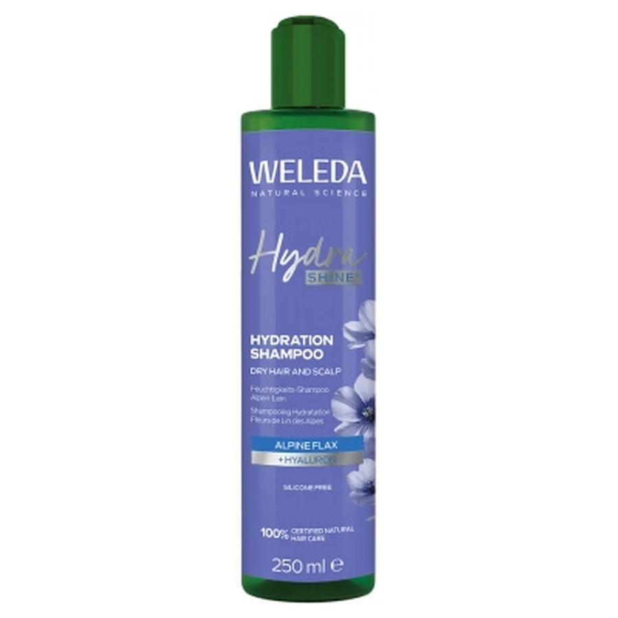 Weleda Hydra Shine – szampon nawilżający z kwiatami lnu alpejskiego, 150 ml: ceny i cechy