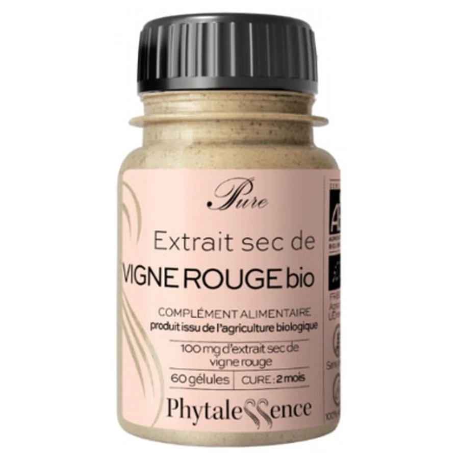 Phytalessence Pure Organic Red Grape Dry Extract, 60 Capsules